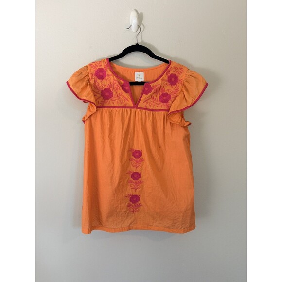 J.Marie Tops - J Marie Pink and Orange Embroidered Krista Top Wonen’s Size S